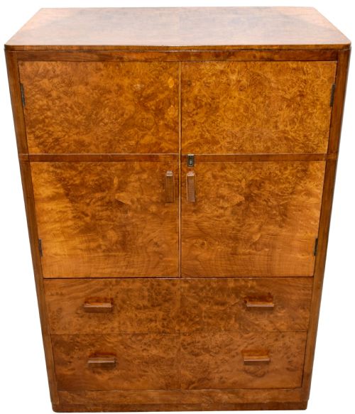 Art Deco Walnut Tall Boy, Circa 1930