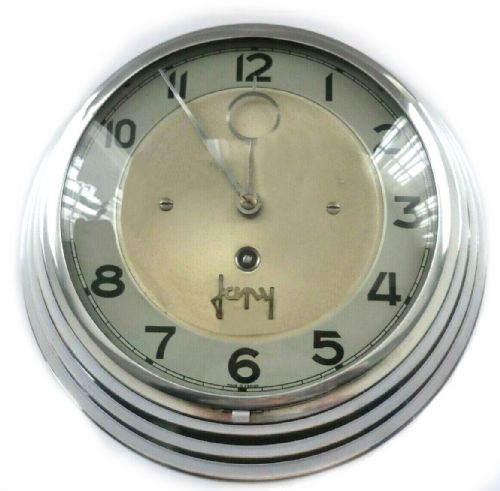 Art Deco French Chrome Wall Clock by Japy Freres, C1930