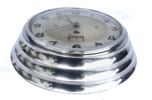fig 1. Art Deco French Chrome Wall Clock By Japy Freres, C1930