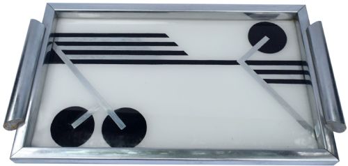 Art Deco Reverse Painted Cocktail Drinks Tray, C1930