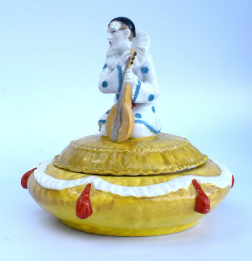 1930'S ART DECO LADIES POWDER BOWL FEATURING A PIERROT C1930 - ADDITIONAL PHOTO 4