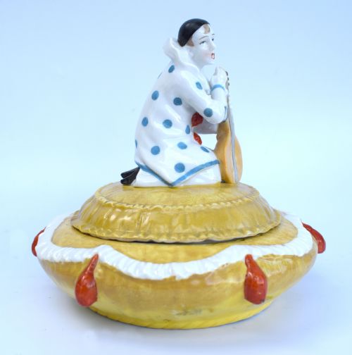 1930'S ART DECO LADIES POWDER BOWL FEATURING A PIERROT C1930 - ADDITIONAL PHOTO 7