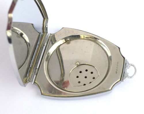 ART DECO LADIES BLUE ENAMEL CHROME COMPACT C1930 - ADDITIONAL PHOTO 5