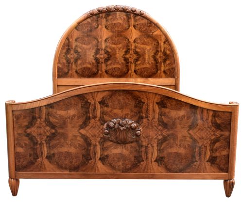 Art Deco King Size French Walnut Bed, C1930s