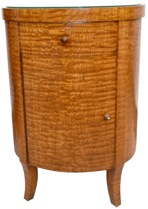 Art Deco Cylindrical Chinese Burl Ash Cabinet , C1930