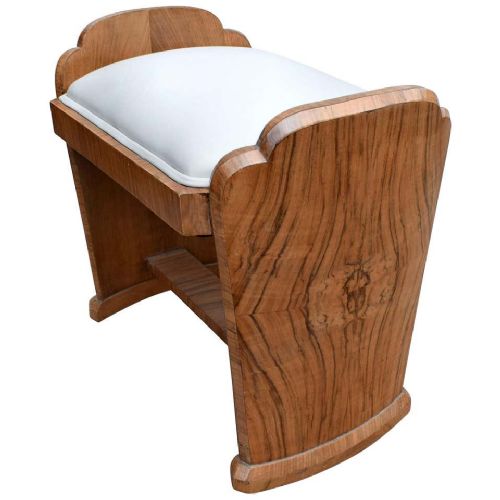 Art Deco Cloud Shaped Walnut Dressing Stool, C1930