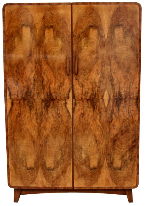 Art Deco Heavily Figured Double Wardrobe, C1930