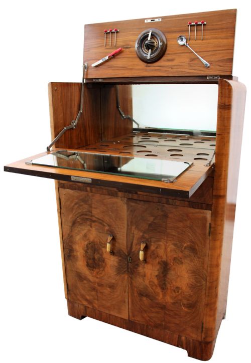 Art Deco Walnut Upright Cocktail Cabinet, C1930's