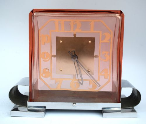 Rare Art Deco Modernist French Mantle Clock, C1930
