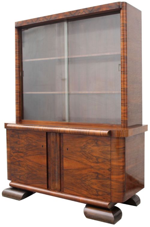 Art Deco Figured Walnut Bookcase, Circa 1930