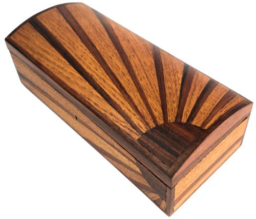 Large Art Deco 'Sunray' Inlaid Box with Key