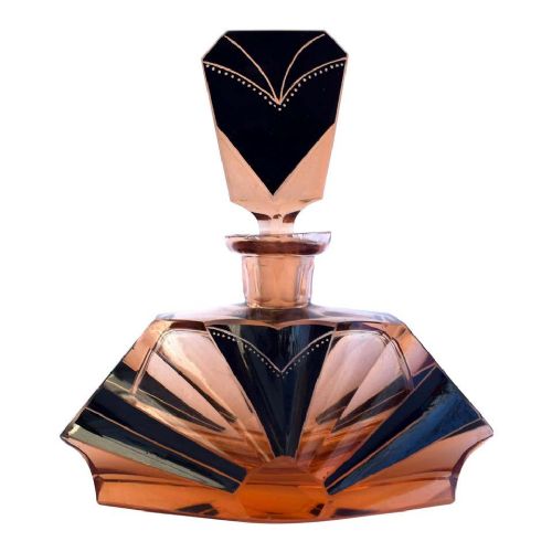 Art Deco Amber Coloured 1930s Glass Perfume Scent Bottle