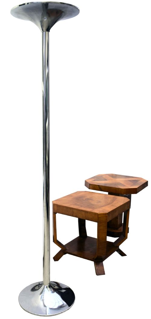 1930'S ART DECO CHROME UPLIGHTER FLOOR LAMP - ADDITIONAL PHOTO 1