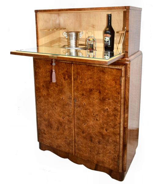 Art Deco Walnut Upright Cocktail Cabinet, C1930's