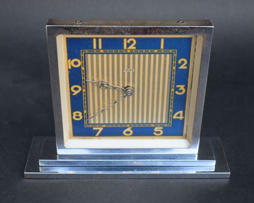 fig 1. Art Deco 8 Day Chrome Desk Clock, Circa 1930