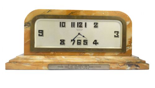 Art Deco Solid Marble 8 Day Mantle Clock, C1930