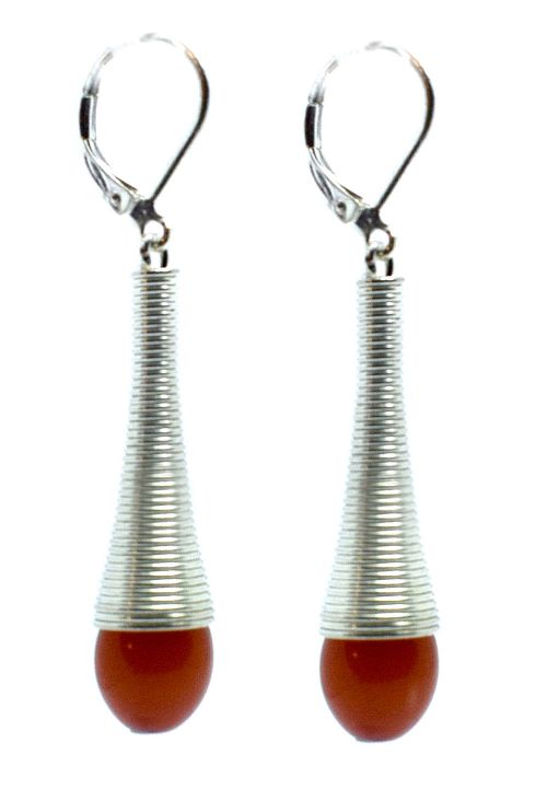 Art Deco Modernist Pair of Chrome & Bakelite Earrings