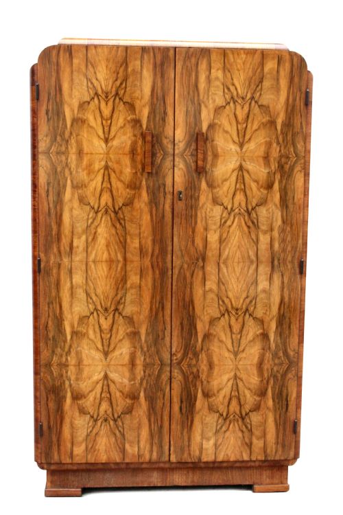 Art Deco Highly Figured Walnut Double Wardrobe, C1930