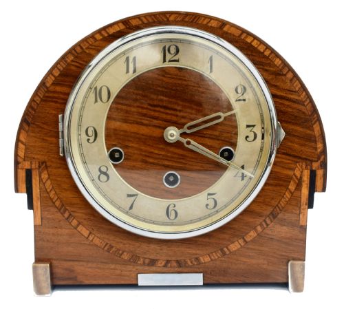Art Deco Westminster Chime Inlaid Mantel Clock by Thomas Haller, C1930