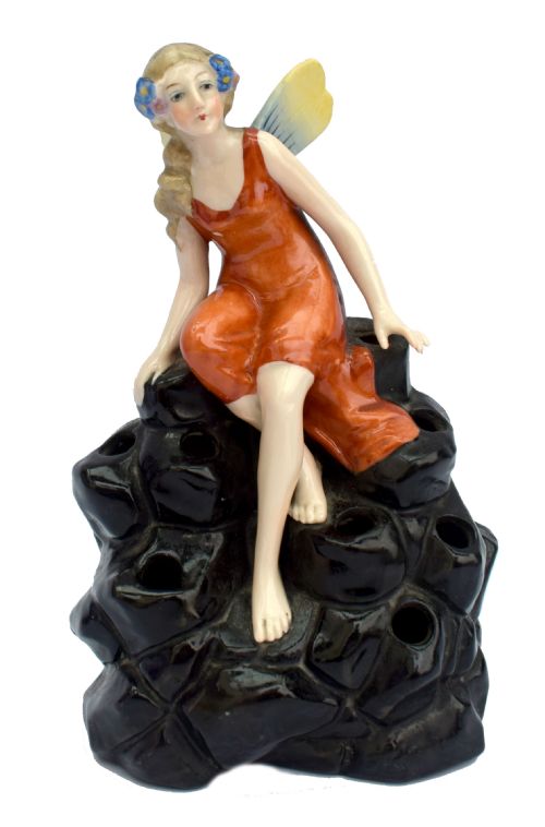 Art Deco Lady Fairy Hatpin Holder, C1930