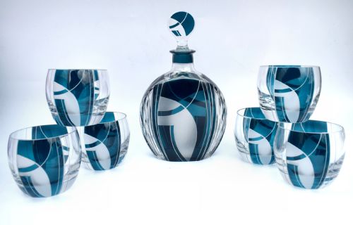 Art Deco Czech Whisky Decanter Set