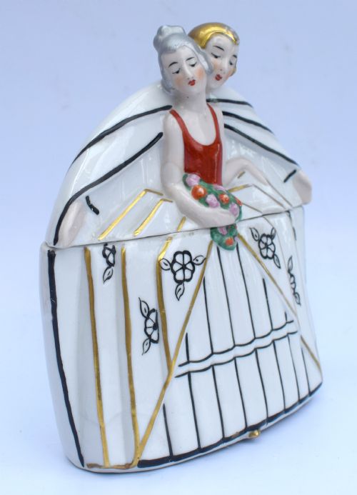 ART DECO FIGURAL POWDER BOX GERMANY C1930 - ADDITIONAL PHOTO 1