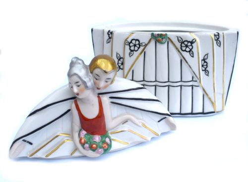 ART DECO FIGURAL POWDER BOX GERMANY C1930 - ADDITIONAL PHOTO 4