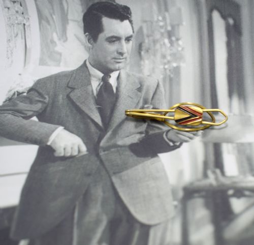 Art Deco Chrome & Enamel Gents Tie Pin, C1930's