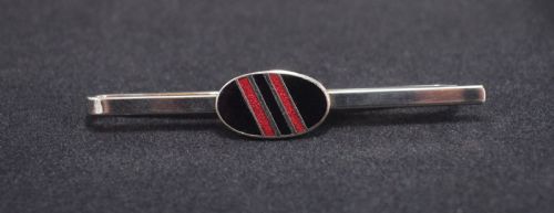 ART DECO CHROME ENAMEL GENTS TIE PIN C1930'S - ADDITIONAL PHOTO 1