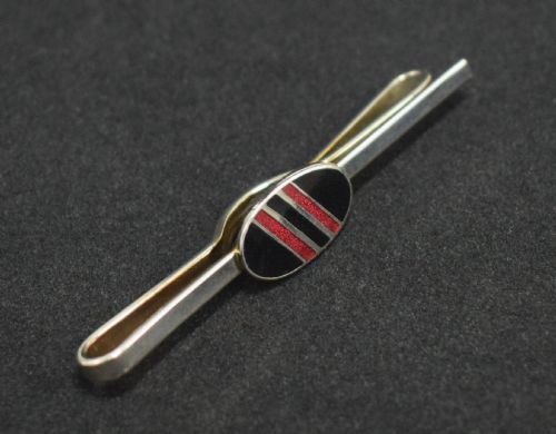 ART DECO CHROME ENAMEL GENTS TIE PIN C1930'S - ADDITIONAL PHOTO 2