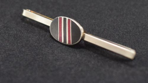 ART DECO CHROME ENAMEL GENTS TIE PIN C1930'S - ADDITIONAL PHOTO 4