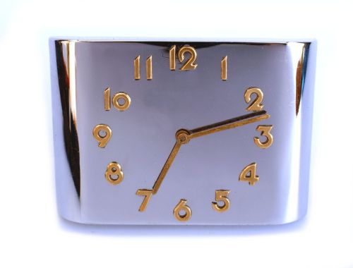 ART DECO MODERNIST CHROME TRAVEL ALARM CLOCK C1930 - ADDITIONAL PHOTO 1
