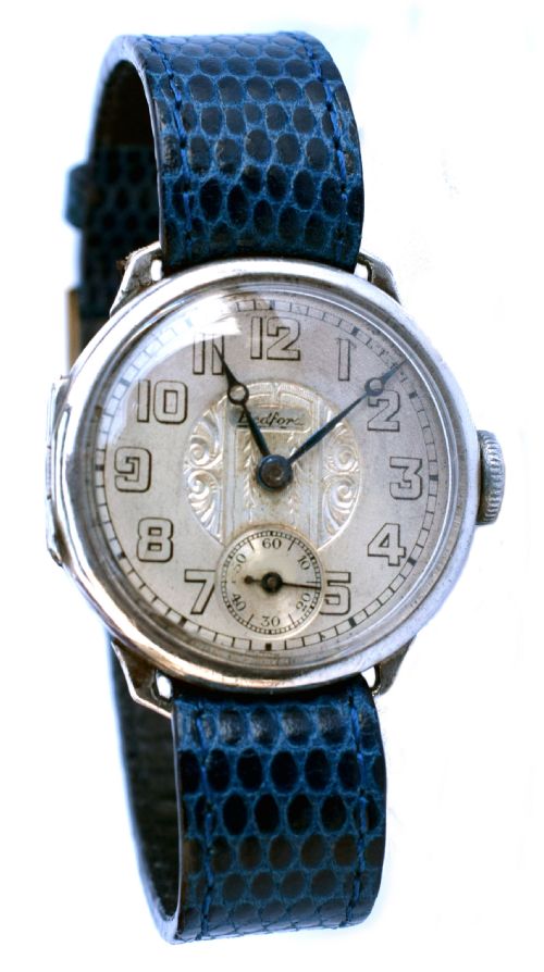 Art Deco Gents Manual Silver Wrist Watch by Bedford, C1929