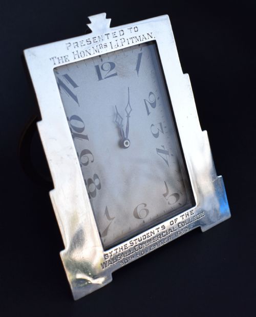 Art Deco Solid Silver Cased Easel Desk Clock, C1932