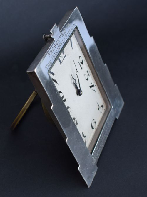 fig 2. Art Deco Solid Silver Cased Easel Desk Clock, c1932