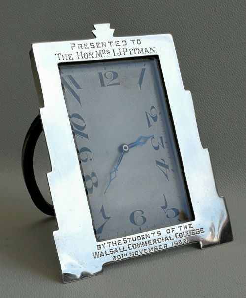 fig 3. Art Deco Solid Silver Cased Easel Desk Clock, c1932