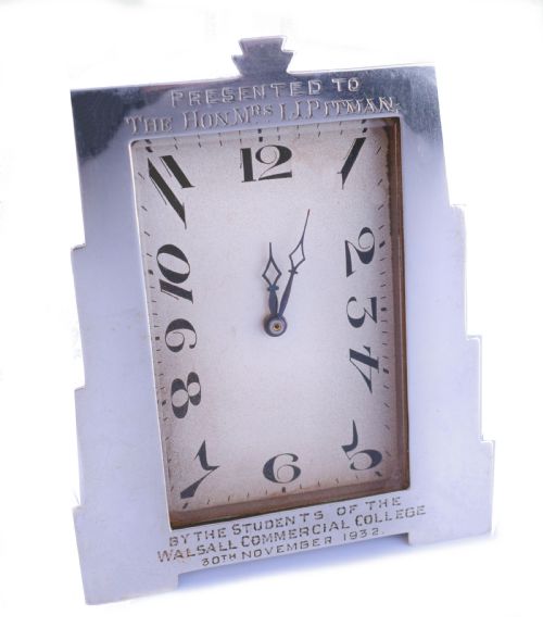 fig 6. Art Deco Solid Silver Cased Easel Desk Clock, c1932