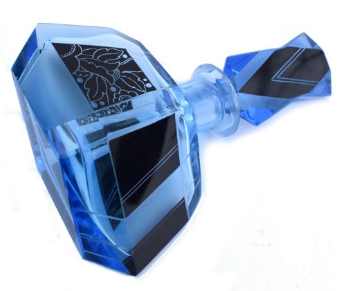 ART DECO BLUE GLASS PERFUME BOTTLE C1930 - ADDITIONAL PHOTO 1
