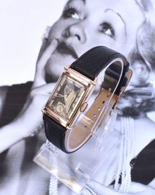 Art Deco Gents President Wrist Watch 14k Rose Gf, 21 Jewels, by Bulova