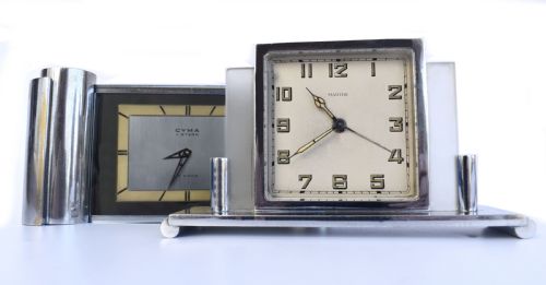 ART DECO MODERNIST 8 DAY CHROME CLOCK BY CYMA C1930 - ADDITIONAL PHOTO 4