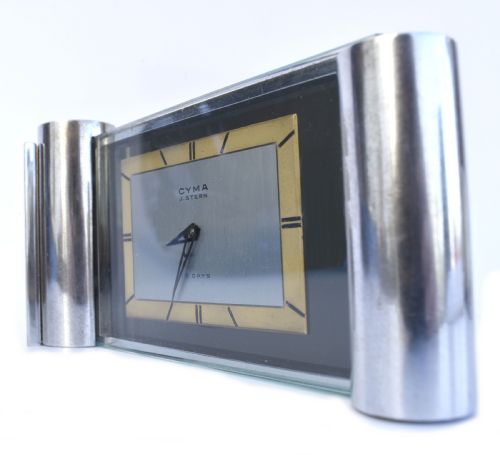 ART DECO MODERNIST 8 DAY CHROME CLOCK BY CYMA C1930 - ADDITIONAL PHOTO 5