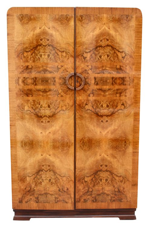 Art Deco Highly Figured Walnut Double Wardrobe, C1930