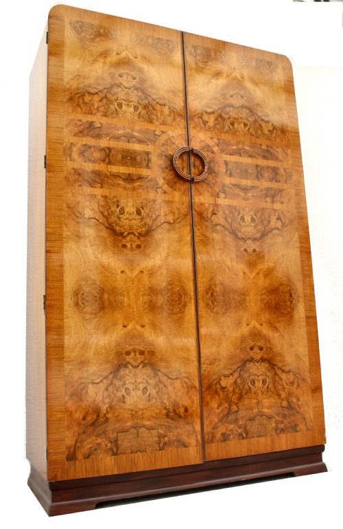 fig 1. Art Deco Highly Figured Walnut Double Wardrobe, c1930