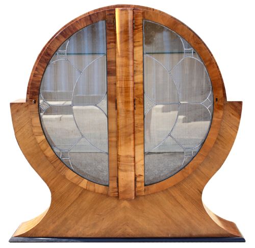 Art Deco Circular Display Cabinet in Walnut, C1930