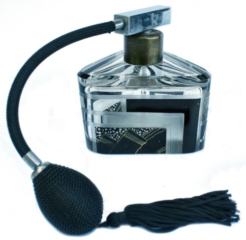 Art Deco Atomizer Perfume Glass Bottle, 1930'S