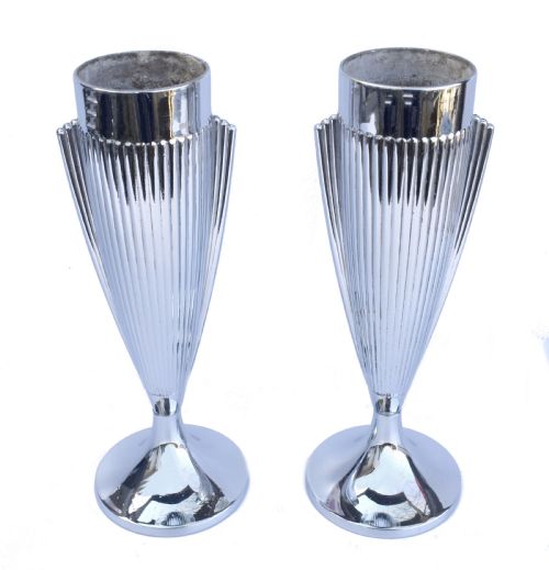 ART DECO PAIR OF CHROME VASES C1930 - ADDITIONAL PHOTO 1