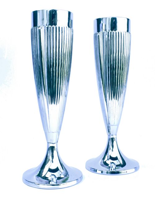 ART DECO PAIR OF CHROME VASES C1930 - ADDITIONAL PHOTO 2