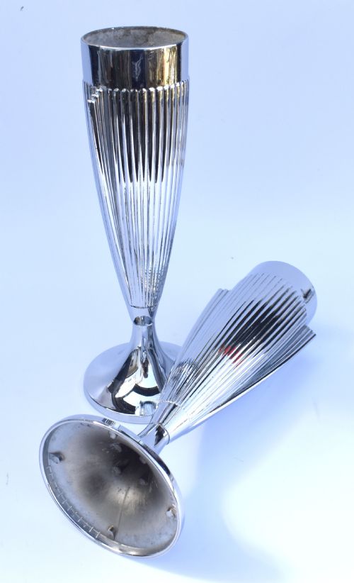 ART DECO PAIR OF CHROME VASES C1930 - ADDITIONAL PHOTO 4