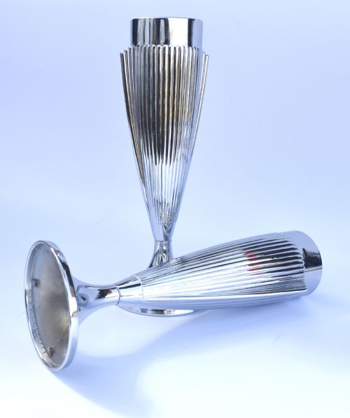 ART DECO PAIR OF CHROME VASES C1930 - ADDITIONAL PHOTO 5