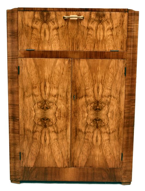 Art Deco Walnut Cocktail Cabinet, 1930'S